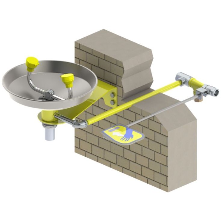 Wall Mounted Eyewash With Thru Wall Freeze Resistant Valve