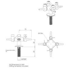 Four Way Bench Mounted Gas Tap